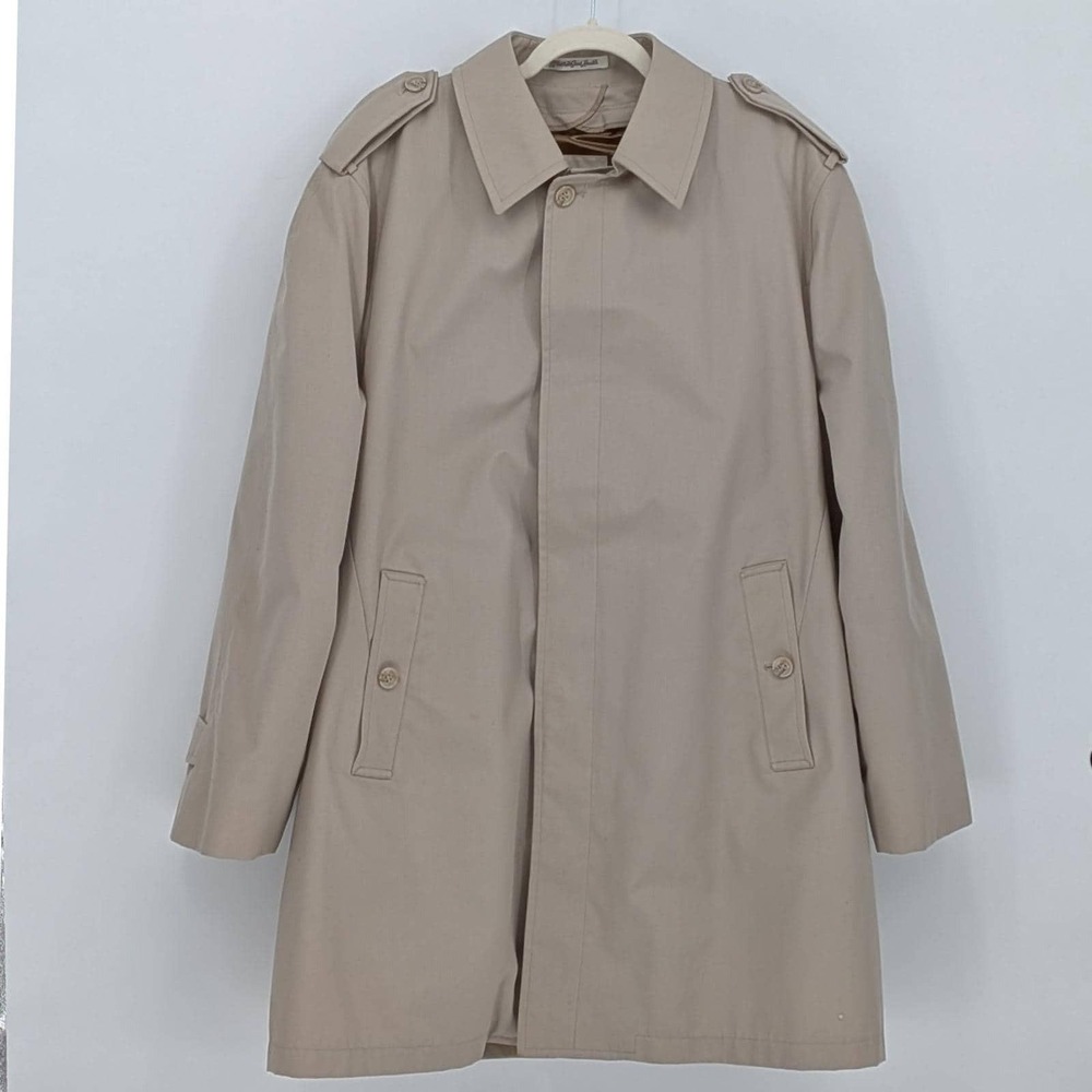 Vintage Misty Harbor $195 44 Long Khaki Trench Coat Removable Fleece NWOT Taiwan